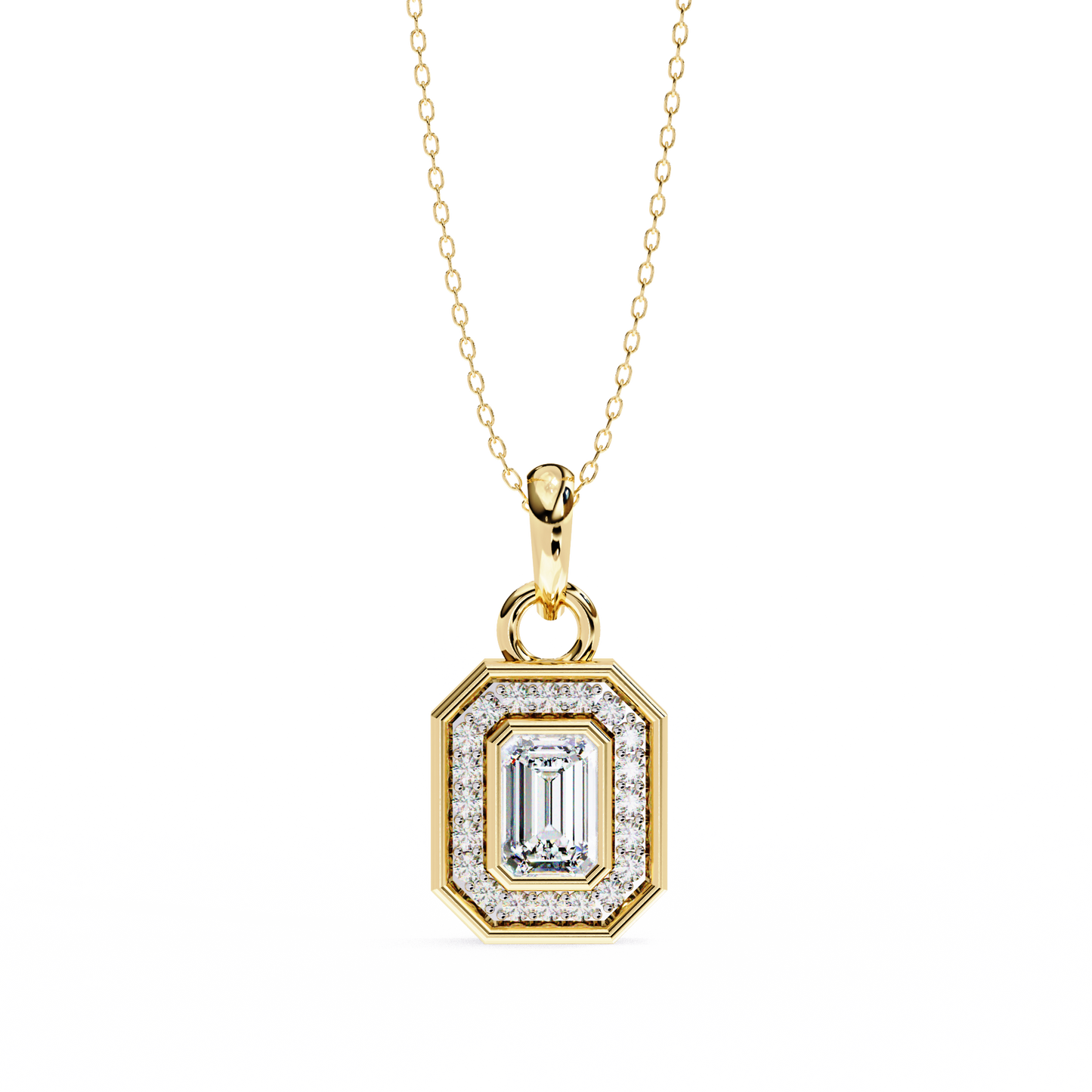 1.15 Ct Emerald Cut Lab Grown Diamond Halo Gold Pendant/CVD Diamond Pendant/Gold Diamond Pendant/1 Ct Diamond Pendant/Solitaire Diamond Pendant/Anniversary Gift For Her/igi Certified/Ethical Diamond/Silver Pendant/Gold Pendant/CVD Diamond Pendant/EF Color Diamond/VS Clarity Diamond/Manmade Diamond/Lab Grown Diamond/Pendant Necklace/Emerald Cut Diamond/Pendant
