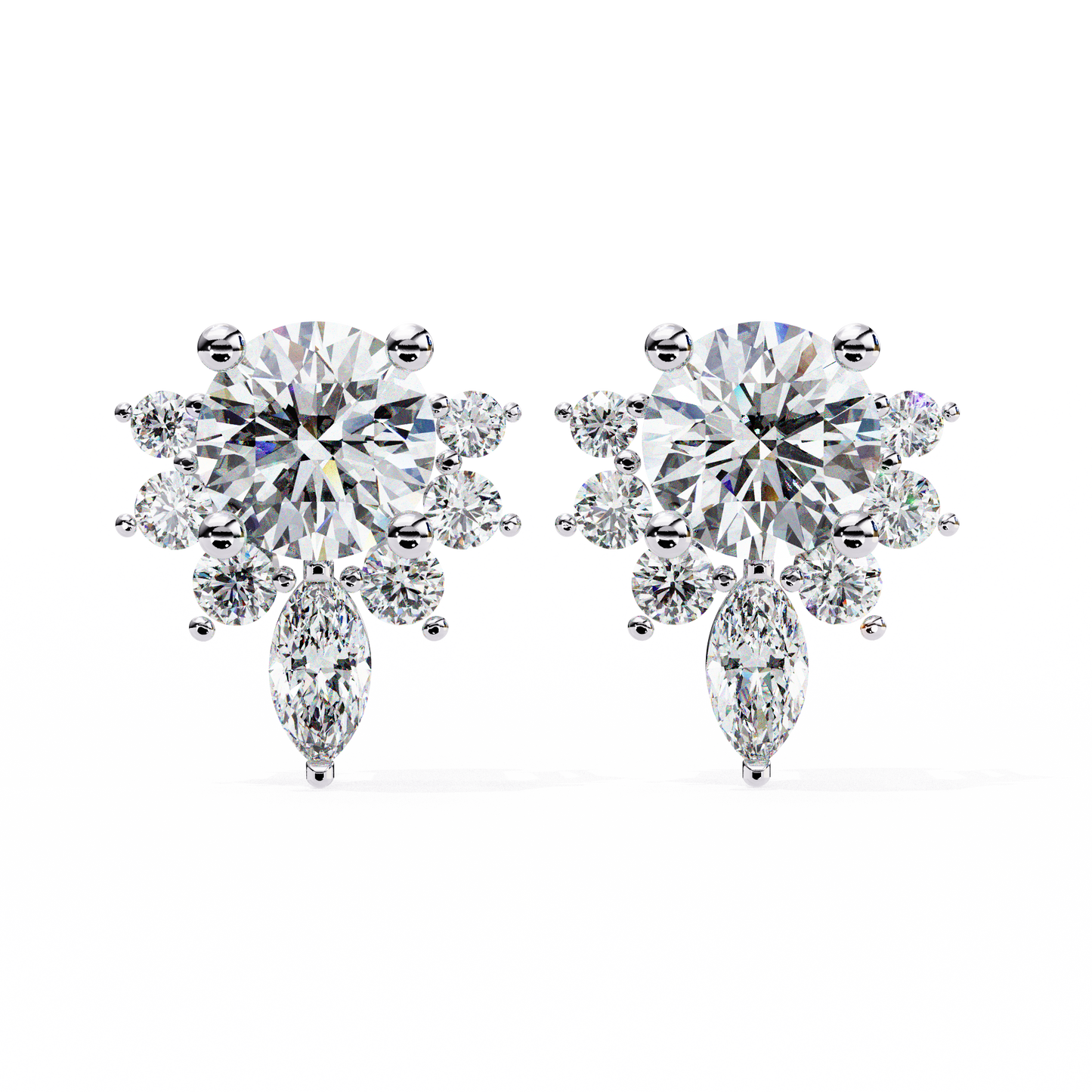 Round And Marquise Cut Lab Grown Diamond Earring/Round Stone Earrings/Gold CVD Diamond Earring/Anniversary Gift/Solitaire Diamond Stud Earring/1 Ct Diamond Earring/Prong Setting/Halo Set/igi Certified/Stud Earring/Ethical Diamond/Silver Earring/Gold Earring/CVD Diamond Earring/E Color Diamond/VS Clarity Diamond/Manmade Diamond/Lab Grown Diamond/Round Cut Diamond/Marquise Cut Diamond