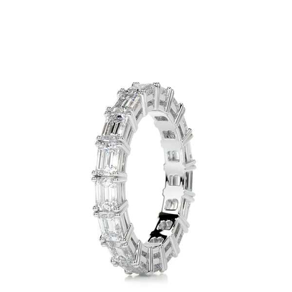 3.0 CTW Emerald Cut Moissanite Silver Full Eternity Set Wedding Band