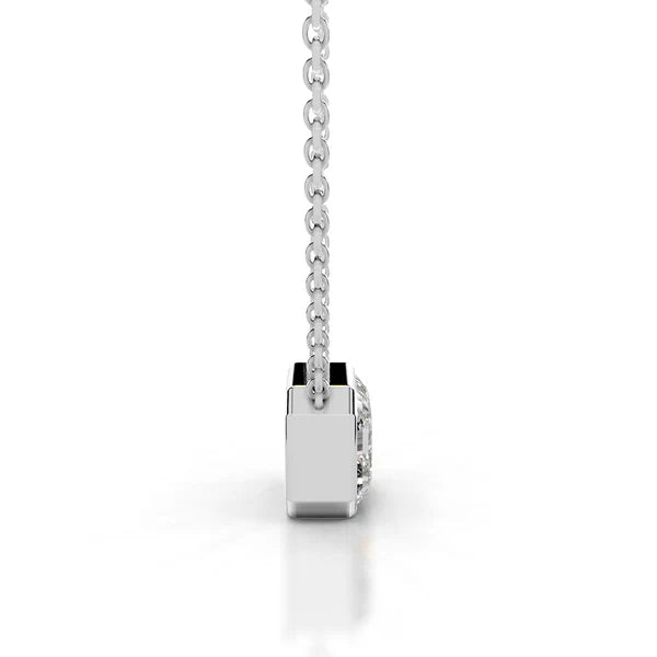 Emerald Cut Moissanite Silver Bezel Set Solitaire Pendant