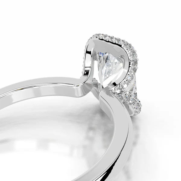 Radiant Cut Moissanite Silver Engagement Ring