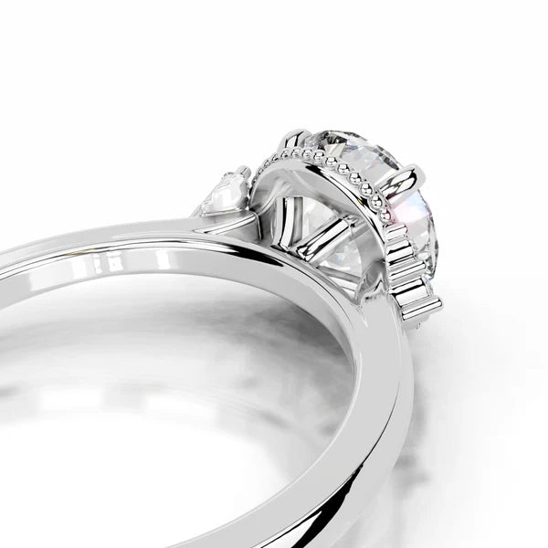 Round Cut Moissanite Silver Engagement Ring