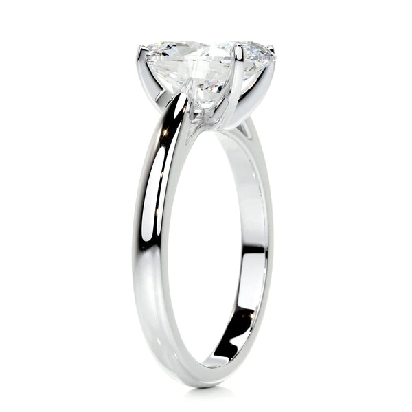 Oval Cut Moissanite Four Prong Set Silver Solitaire Engagement Ring