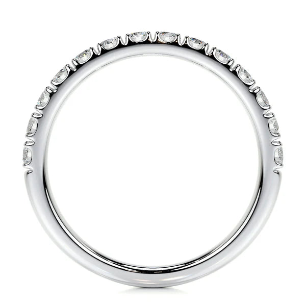 0.31 CTW Round Cut Moissanite Silver Half Eternity Wedding Band