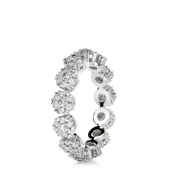 1.0 CTW Round Cut Moissanite Silver Flower Style Wedding Band