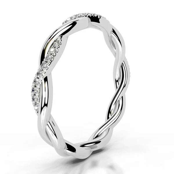 0.14 CTW Round Cut Moissanite Silver Crossover Set Wedding Band