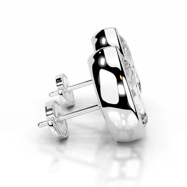 Pear Cut Moissanite Silver Bezel Set Earring