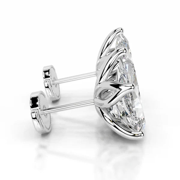 Pear Cut Moissanite Silver Stud Earring
