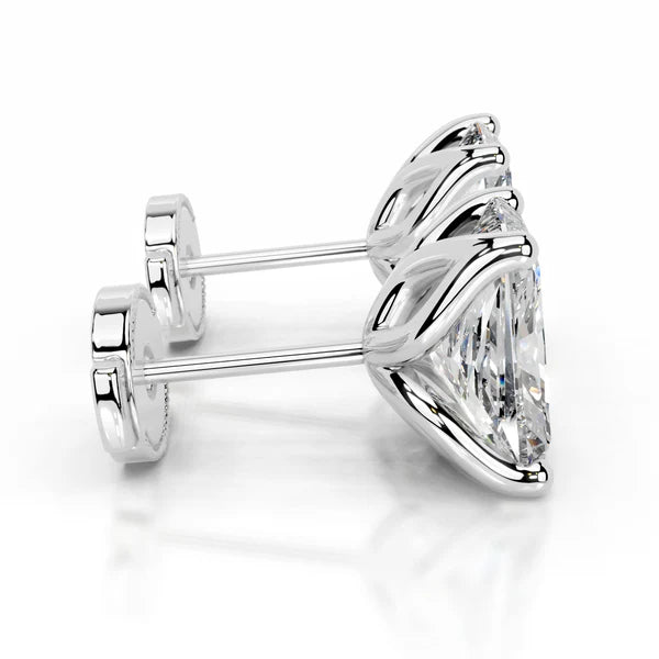 Each Radiant Cut Moissanite Silver Stud Earring