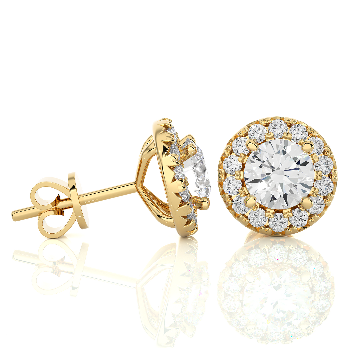 1.15 TCW For Each Round Cut EF-VS Lab Grown Diamond Halo Earring/Round Stone Earrings/Gold CVD Diamond Earring/Anniversary Gift/Solitaire Diamond Stud Earring/1 Ct Diamond Earring/Prong Setting/igi Certified/Stud Earring/Ethical Diamond/Silver Earring/Gold Earring/CVD Diamond Earring/EF Color Diamond/VS Clarity Diamond/Manmade Diamond/Lab Grown Diamond/Round Cut Diamond/Round Side Sone Diamond