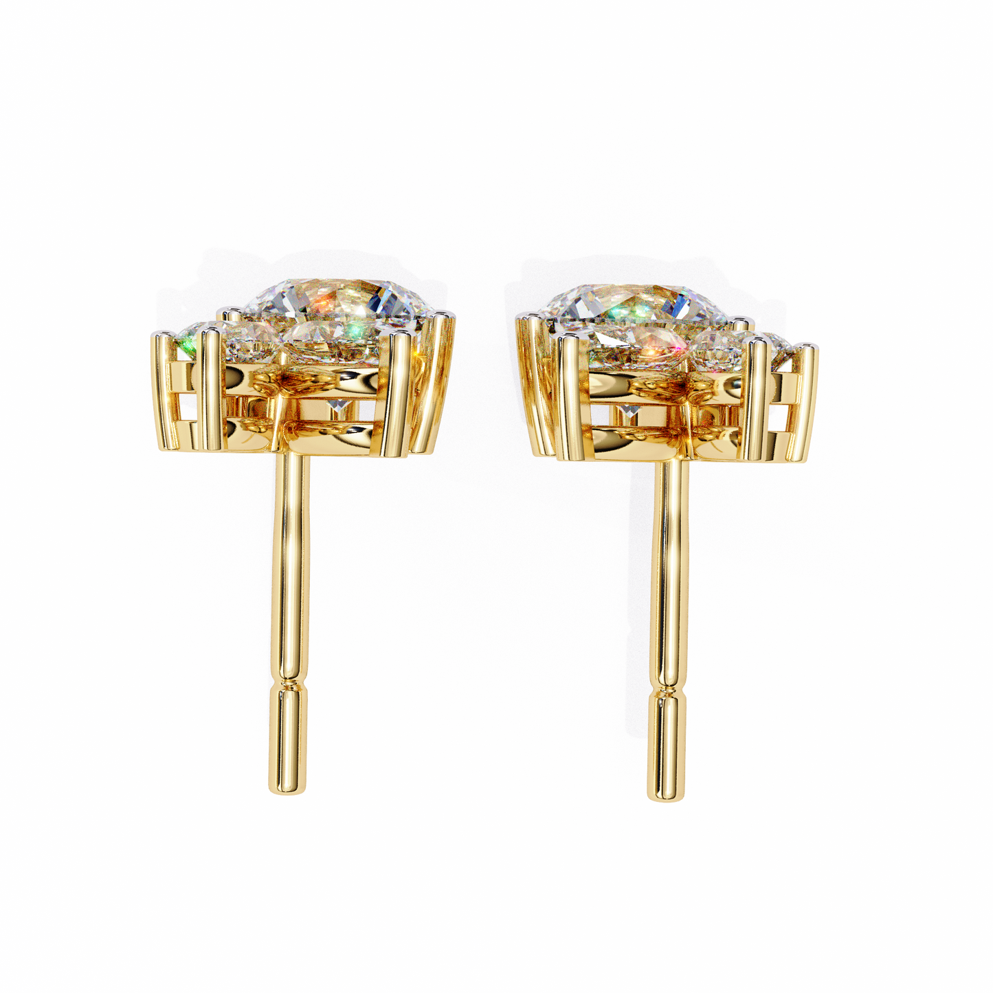 Round And Marquise Duo Studs/Round Stone Earrings/Gold CVD Diamond Earring/Anniversary Gift/Solitaire Diamond Stud Earring/1 Ct Diamond Earring/Prong Setting/igi Certified/Stud Earring/Ethical Diamond/Silver Earring/Gold Earring/CVD Diamond Earring/EF Color Diamond/VS Clarity Diamond/Manmade Diamond/Lab Grown Diamond/Round Cut Diamond/Marquise Side Stone Diamond