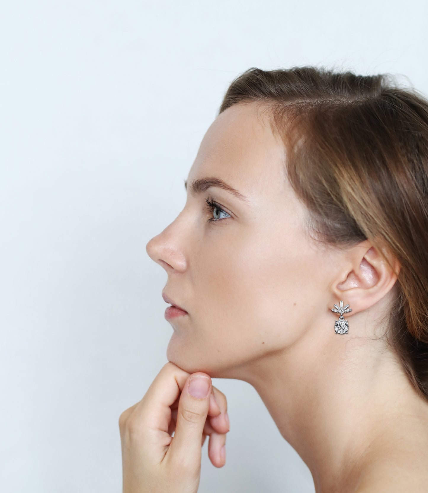Round Baguette Gold Danglers/Gold CVD Diamond Earring/Anniversary Gift/Solitaire Diamond Stud Earring/1 Ct Diamond Earring/Prong Setting/igi Certified/Stud Earring/Ethical Diamond/Silver Earring/Gold Earring/CVD Diamond Earring/F Color Diamond/VS Clarity Diamond/Manmade Diamond/Lab Grown Diamond/Round Cut Diamond