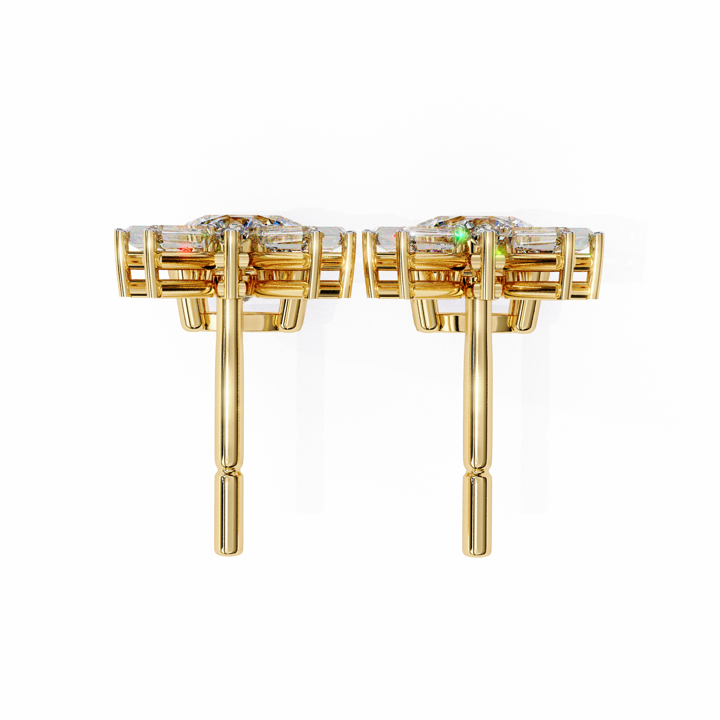 Round Baguette Gold Danglers/Gold CVD Diamond Earring/Anniversary Gift/Solitaire Diamond Stud Earring/1 Ct Diamond Earring/Prong Setting/igi Certified/Stud Earring/Ethical Diamond/Silver Earring/Gold Earring/CVD Diamond Earring/F Color Diamond/VS Clarity Diamond/Manmade Diamond/Lab Grown Diamond/Round Cut Diamond