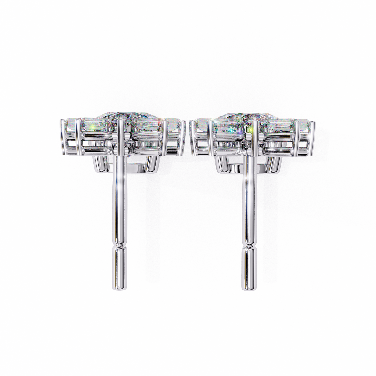 Round Baguette Gold Danglers/Gold CVD Diamond Earring/Anniversary Gift/Solitaire Diamond Stud Earring/1 Ct Diamond Earring/Prong Setting/igi Certified/Stud Earring/Ethical Diamond/Silver Earring/Gold Earring/CVD Diamond Earring/F Color Diamond/VS Clarity Diamond/Manmade Diamond/Lab Grown Diamond/Round Cut Diamond