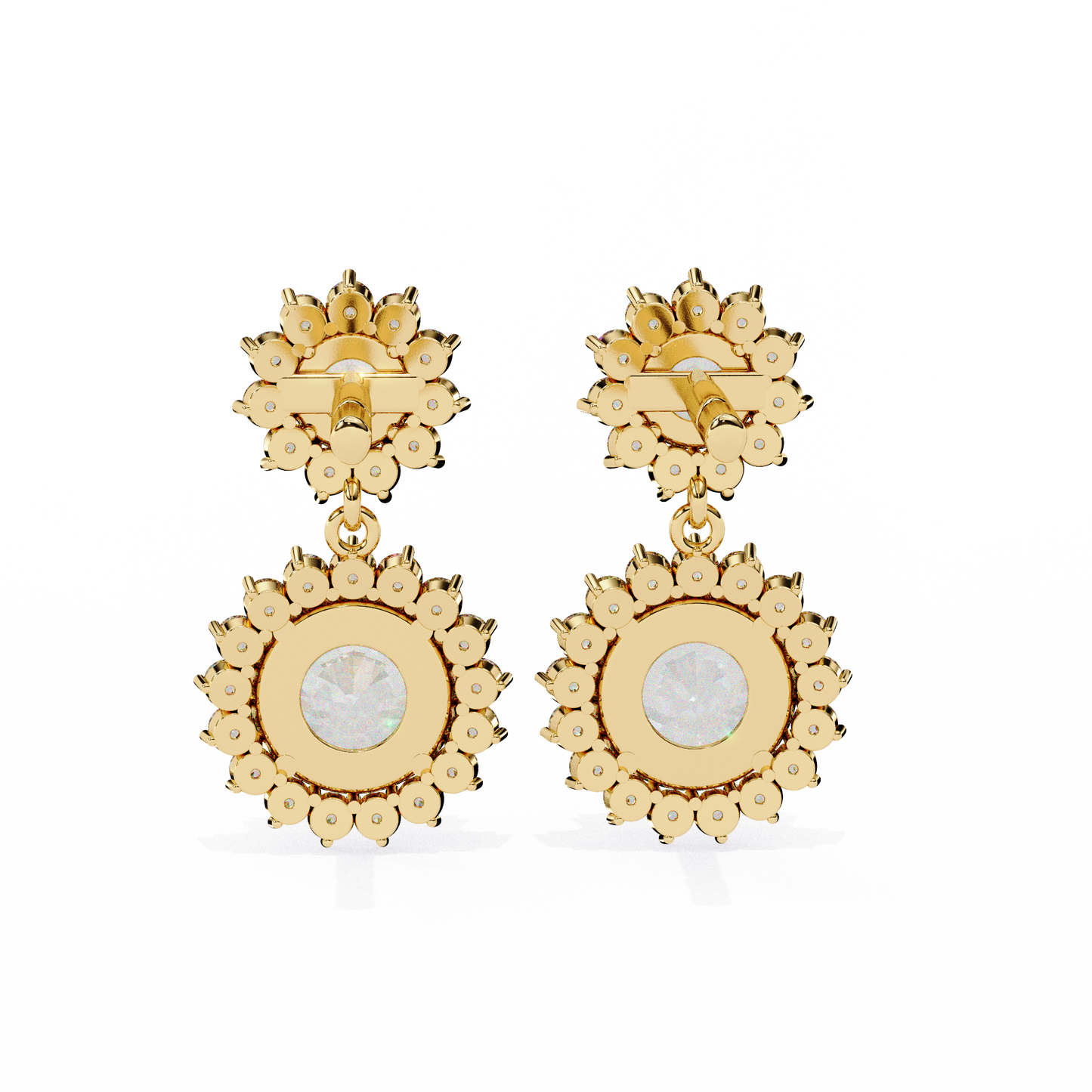 Halo Round Danglers/Gold CVD Diamond Earring/Anniversary Gift/Solitaire Diamond Stud Earring/1 Ct Diamond Earring/Prong Setting/igi Certified/Stud Earring/Ethical Diamond/Silver Earring/Gold Earring/CVD Diamond Earring/E Color Diamond/VS Clarity Diamond/Manmade Diamond/Lab Grown Diamond/Round Cut Diamond/Round Side Stone Diamond