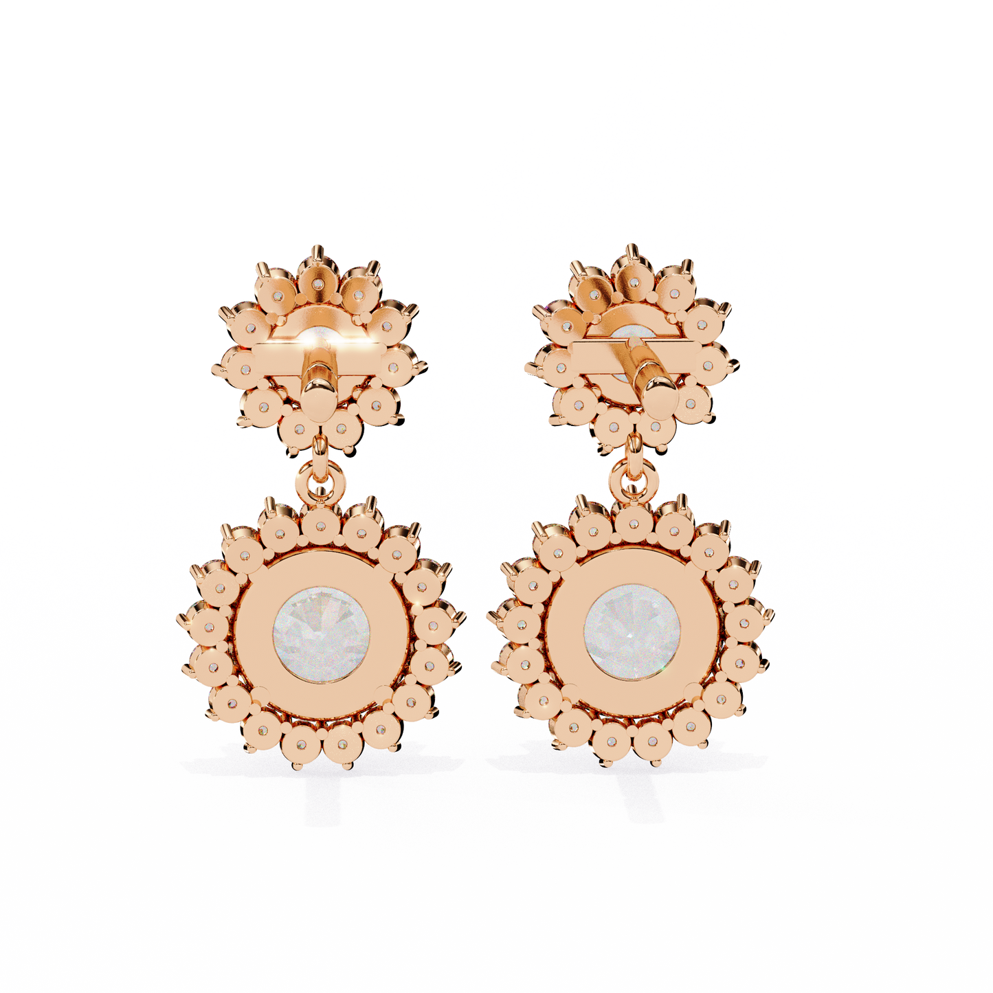 Halo Round Danglers/Gold CVD Diamond Earring/Anniversary Gift/Solitaire Diamond Stud Earring/1 Ct Diamond Earring/Prong Setting/igi Certified/Stud Earring/Ethical Diamond/Silver Earring/Gold Earring/CVD Diamond Earring/E Color Diamond/VS Clarity Diamond/Manmade Diamond/Lab Grown Diamond/Round Cut Diamond/Round Side Stone Diamond