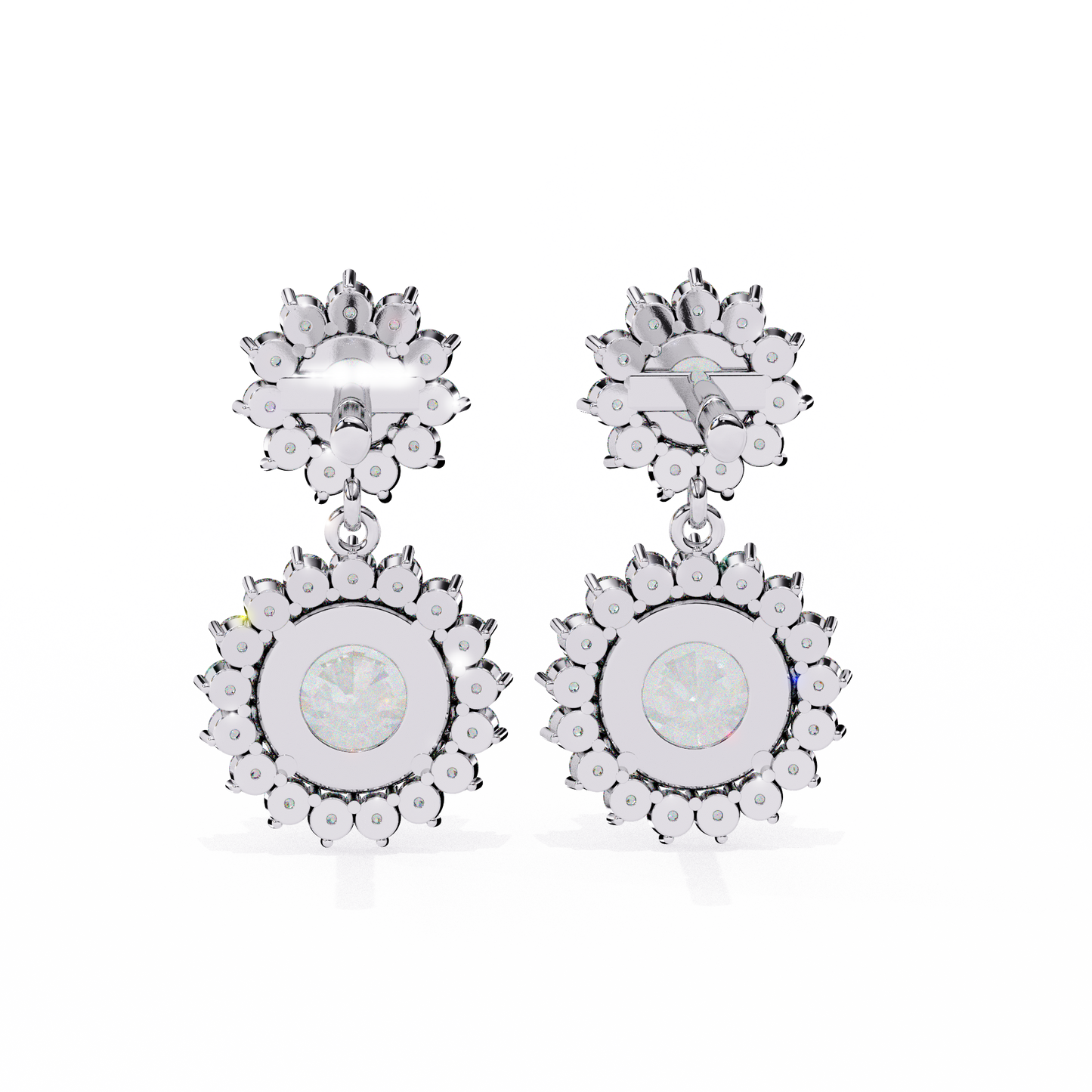 Halo Round Danglers/Gold CVD Diamond Earring/Anniversary Gift/Solitaire Diamond Stud Earring/1 Ct Diamond Earring/Prong Setting/igi Certified/Stud Earring/Ethical Diamond/Silver Earring/Gold Earring/CVD Diamond Earring/E Color Diamond/VS Clarity Diamond/Manmade Diamond/Lab Grown Diamond/Round Cut Diamond/Round Side Stone Diamond