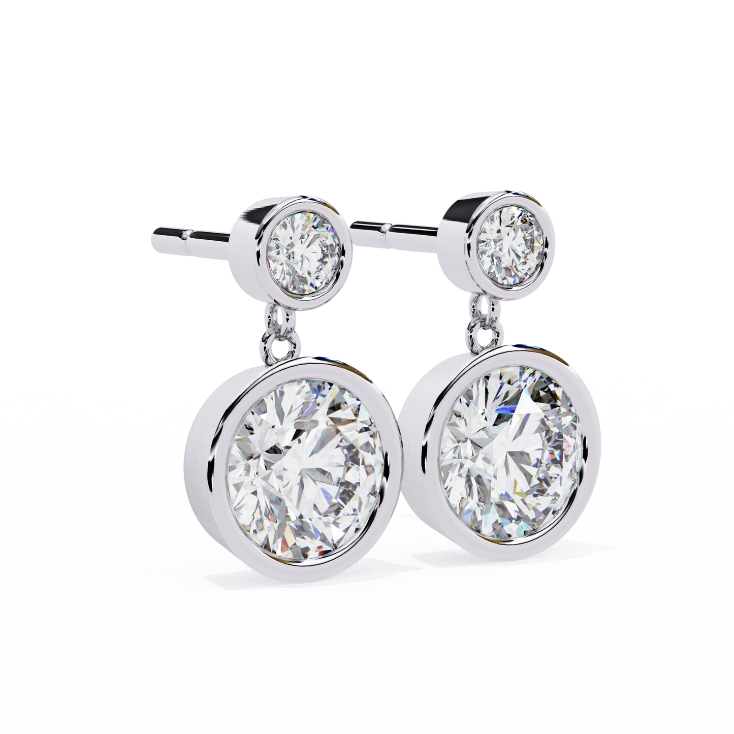 2 Round Stone Earrings/Gold CVD Diamond Earring/Anniversary Gift/Solitaire Diamond Stud Earring/1 Ct Diamond Earring/Prong Setting/igi Certified/Stud Earring/Ethical Diamond/Silver Earring/Gold Earring/CVD Diamond Earring/E Color Diamond/VS Clarity Diamond/Manmade Diamond/Lab Grown Diamond/Round Cut Diamond/Round Side Stone Diamond