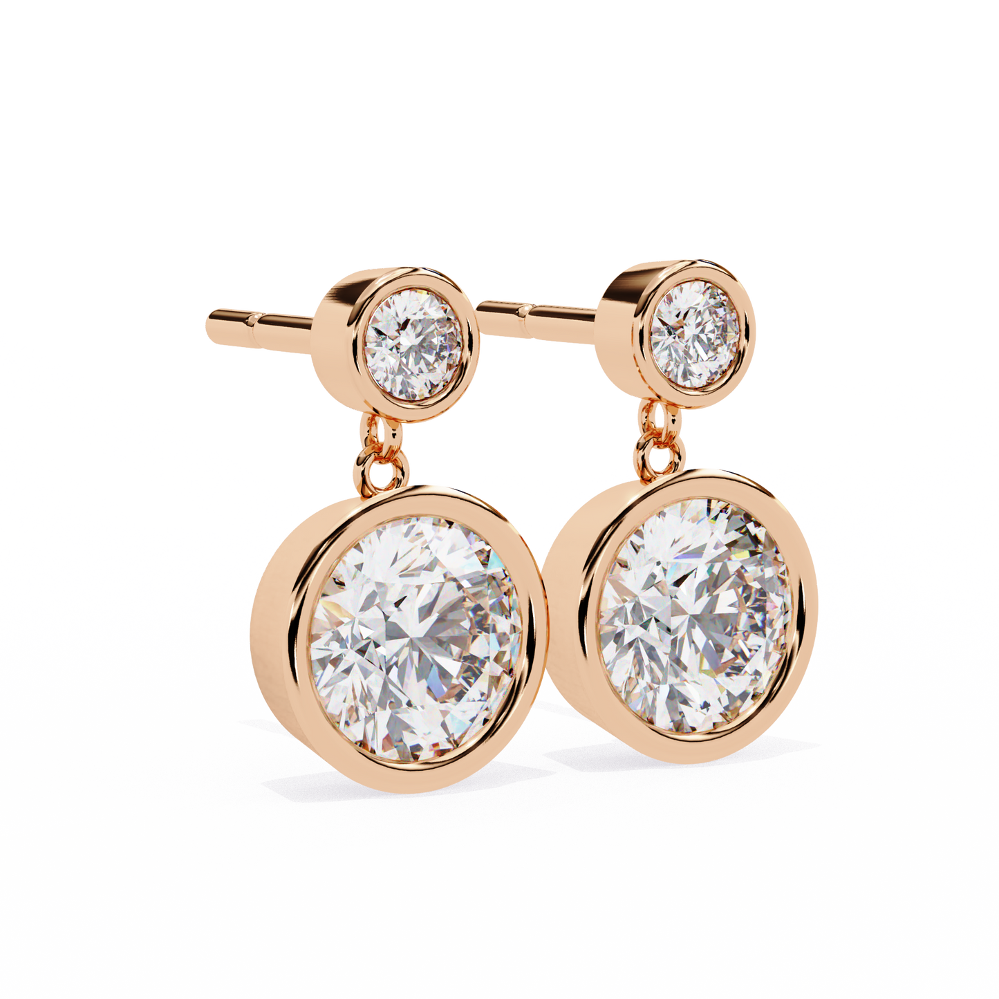 2 Round Stone Earrings/Gold CVD Diamond Earring/Anniversary Gift/Solitaire Diamond Stud Earring/1 Ct Diamond Earring/Prong Setting/igi Certified/Stud Earring/Ethical Diamond/Silver Earring/Gold Earring/CVD Diamond Earring/E Color Diamond/VS Clarity Diamond/Manmade Diamond/Lab Grown Diamond/Round Cut Diamond/Round Side Stone Diamond