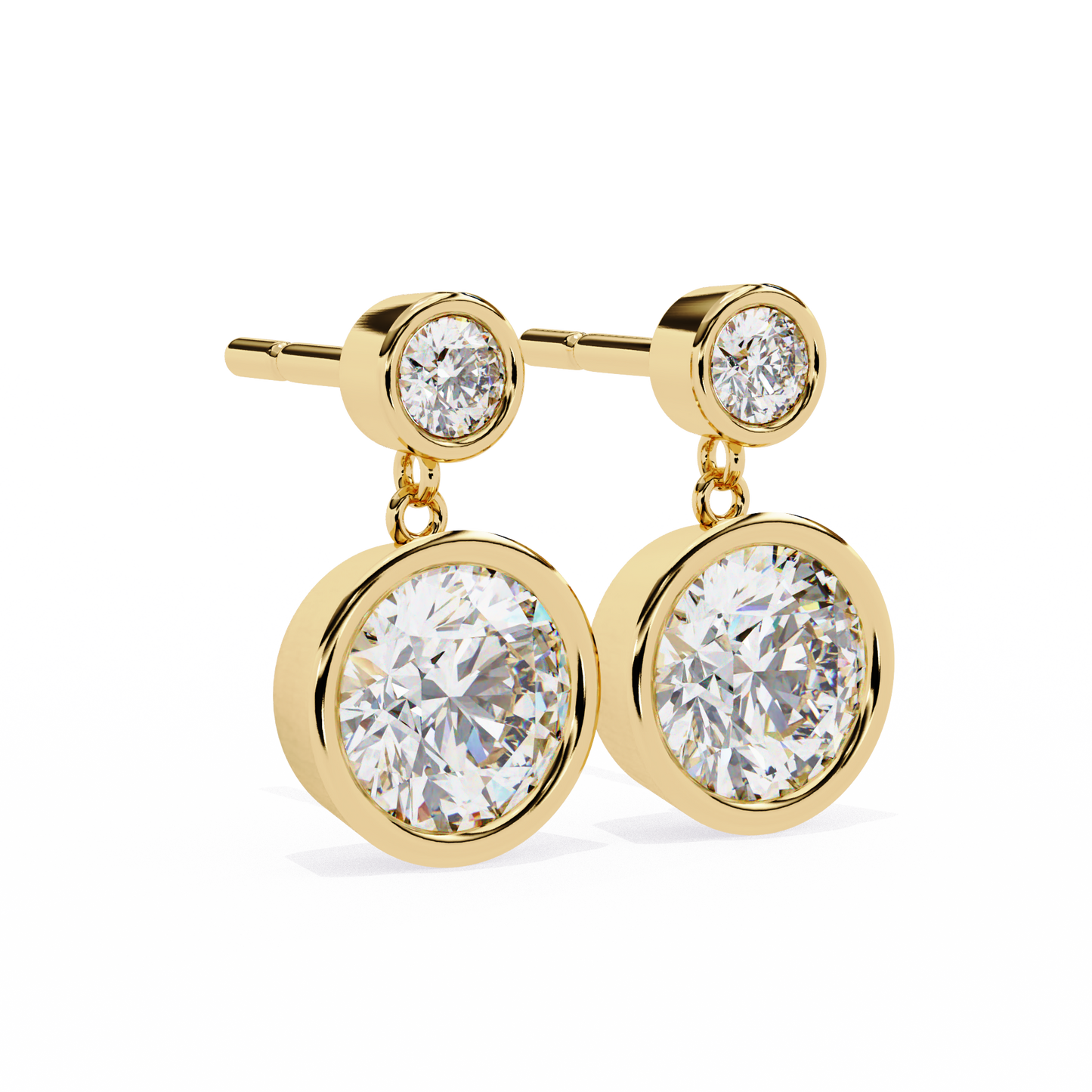 2 Round Stone Earrings/Gold CVD Diamond Earring/Anniversary Gift/Solitaire Diamond Stud Earring/1 Ct Diamond Earring/Prong Setting/igi Certified/Stud Earring/Ethical Diamond/Silver Earring/Gold Earring/CVD Diamond Earring/E Color Diamond/VS Clarity Diamond/Manmade Diamond/Lab Grown Diamond/Round Cut Diamond/Round Side Stone Diamond