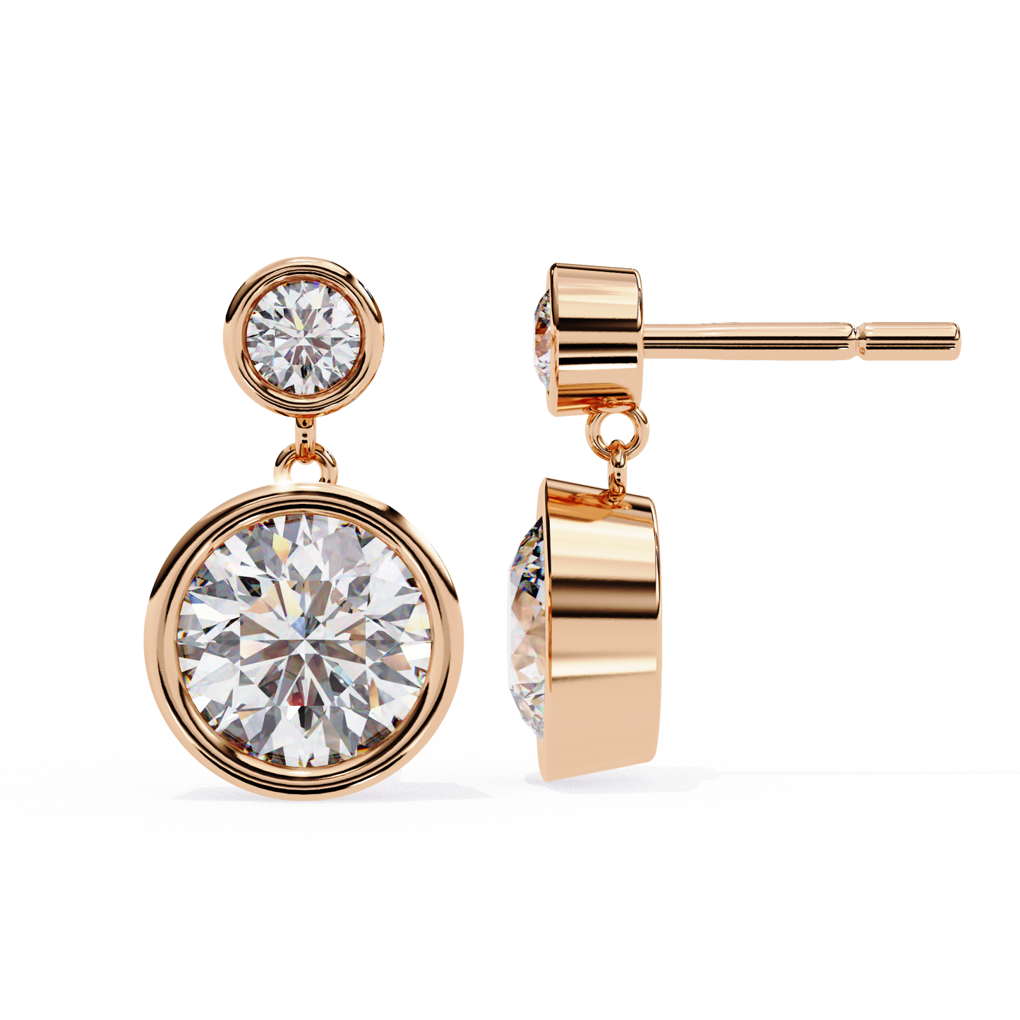 2 Round Stone Earrings/Gold CVD Diamond Earring/Anniversary Gift/Solitaire Diamond Stud Earring/1 Ct Diamond Earring/Prong Setting/igi Certified/Stud Earring/Ethical Diamond/Silver Earring/Gold Earring/CVD Diamond Earring/E Color Diamond/VS Clarity Diamond/Manmade Diamond/Lab Grown Diamond/Round Cut Diamond/Round Side Stone Diamond