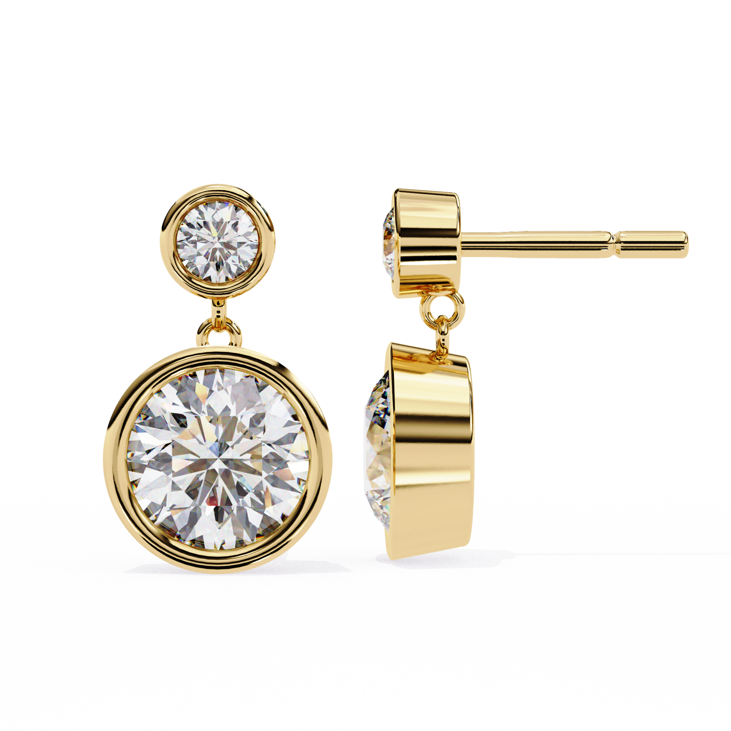 2 Round Stone Earrings/Gold CVD Diamond Earring/Anniversary Gift/Solitaire Diamond Stud Earring/1 Ct Diamond Earring/Prong Setting/igi Certified/Stud Earring/Ethical Diamond/Silver Earring/Gold Earring/CVD Diamond Earring/E Color Diamond/VS Clarity Diamond/Manmade Diamond/Lab Grown Diamond/Round Cut Diamond/Round Side Stone Diamond