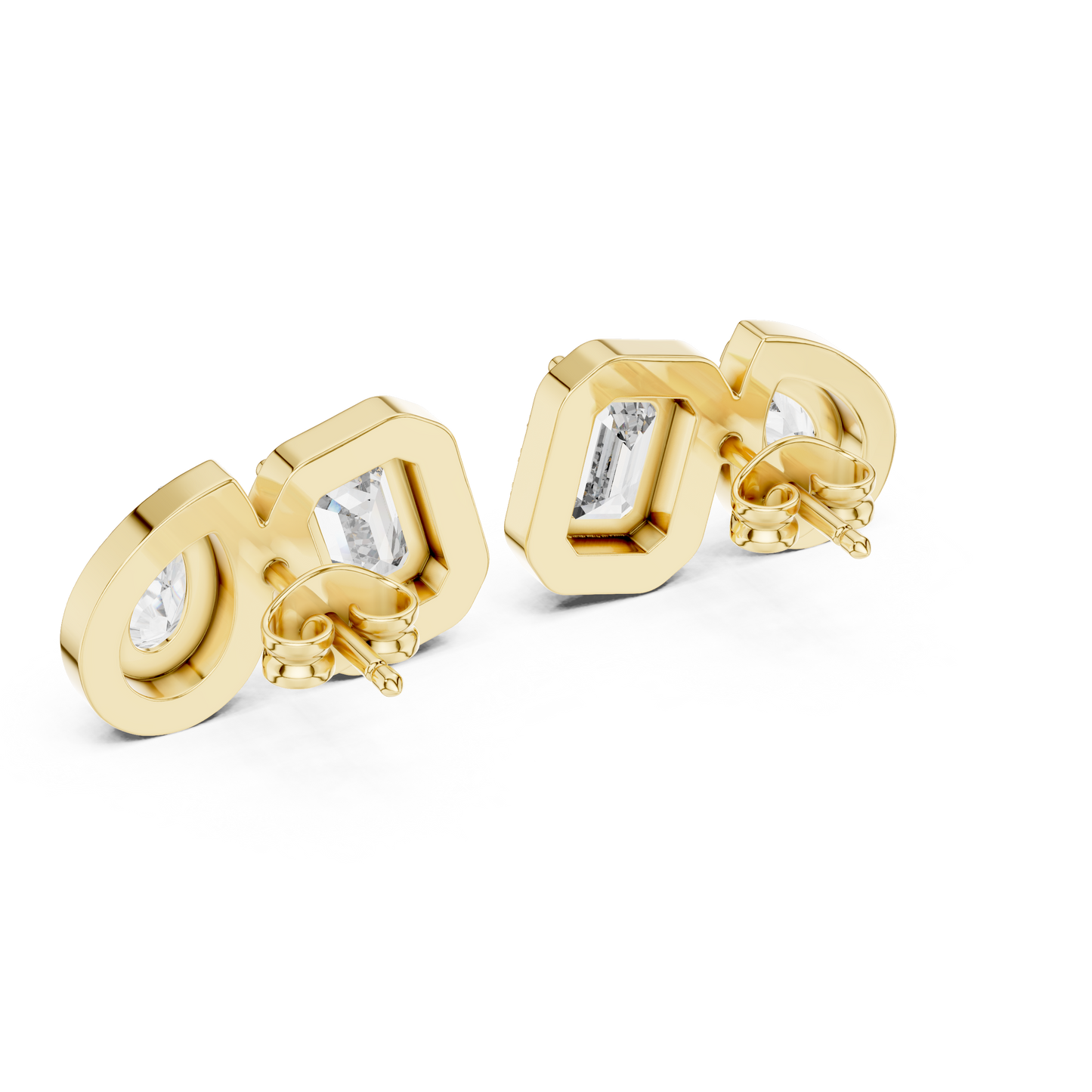 Toi et Moi Emerald and Pear Lab Grown Diamond Halo Earrings