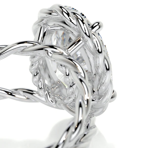 Oval Cut Moissanite Solitaire Split Shank Silver Engagement Ring