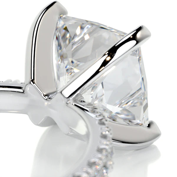 4.0 Ct Princess Cut Moissanite Silver Engagement Ring