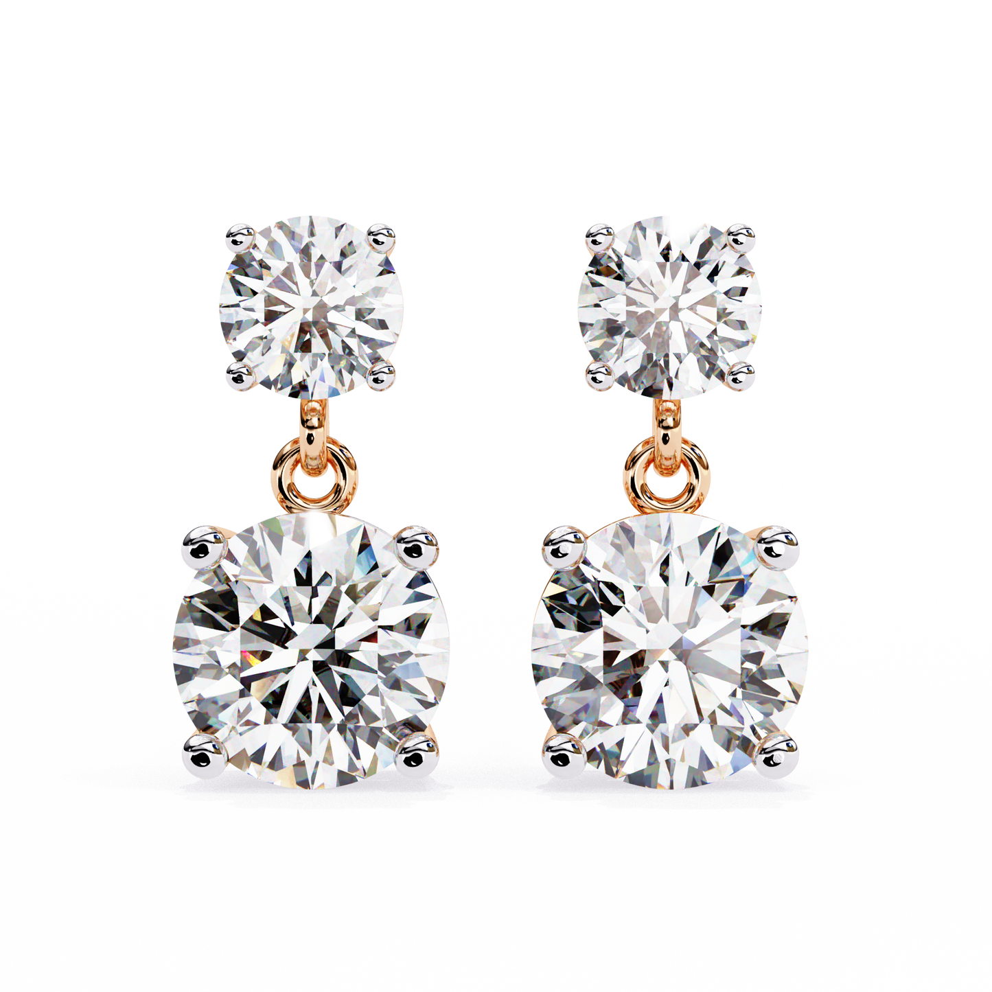 1 Ct Round Drop Danglers/Gold CVD Diamond Earring/Anniversary Gift/Solitaire Diamond Stud Earring/1 Ct Diamond Earring/Prong Setting/igi Certified/Stud Earring/Ethical Diamond/Silver Earring/Gold Earring/CVD Diamond Earring/E Color Diamond/VS Clarity Diamond/Manmade Diamond/Lab Grown Diamond/Round Cut Diamond/Round Side Stone Diamond