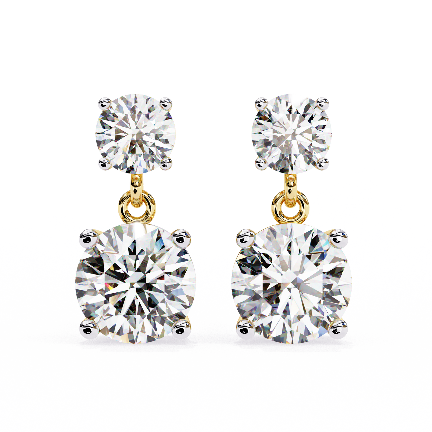 1 Ct Round Drop Danglers/Gold CVD Diamond Earring/Anniversary Gift/Solitaire Diamond Stud Earring/1 Ct Diamond Earring/Prong Setting/igi Certified/Stud Earring/Ethical Diamond/Silver Earring/Gold Earring/CVD Diamond Earring/E Color Diamond/VS Clarity Diamond/Manmade Diamond/Lab Grown Diamond/Round Cut Diamond/Round Side Stone Diamond