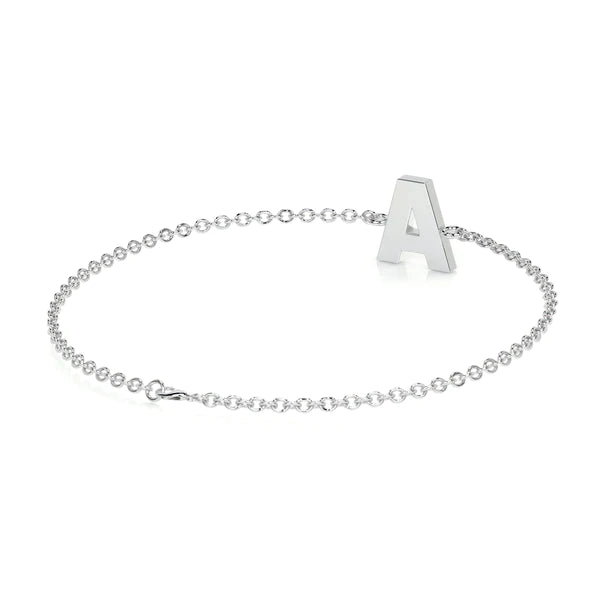 0.32 CTW Round Cut Moissanite Silver 'A' Letter Bracelet