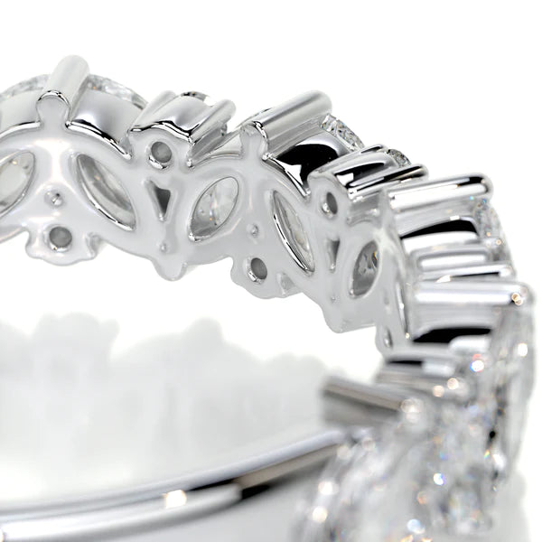 0.85 CTW Marquise and Round Cut Moissanite Silver Wedding Band