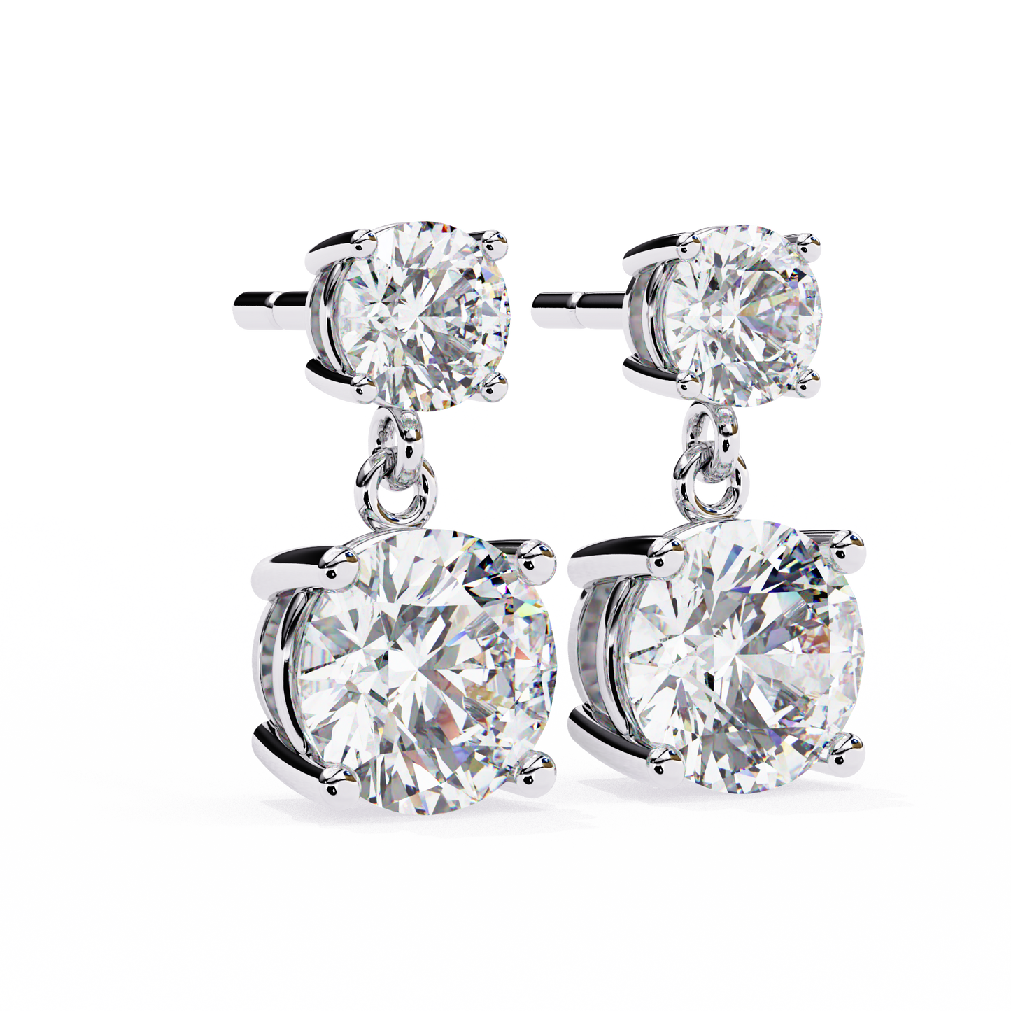 1 Ct Round Drop Danglers/Gold CVD Diamond Earring/Anniversary Gift/Solitaire Diamond Stud Earring/1 Ct Diamond Earring/Prong Setting/igi Certified/Stud Earring/Ethical Diamond/Silver Earring/Gold Earring/CVD Diamond Earring/E Color Diamond/VS Clarity Diamond/Manmade Diamond/Lab Grown Diamond/Round Cut Diamond/Round Side Stone Diamond
