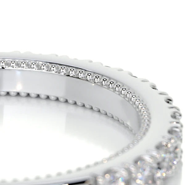 0.52 CTW Round Cut Moissanite Silver Half Eternity Set Wedding Band