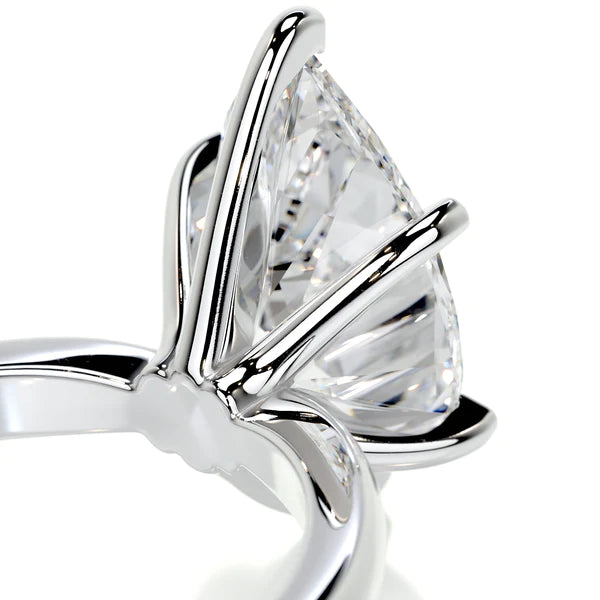 Pear Cut Moissanite Solitaire Six Prong Set Silver Engagement Ring