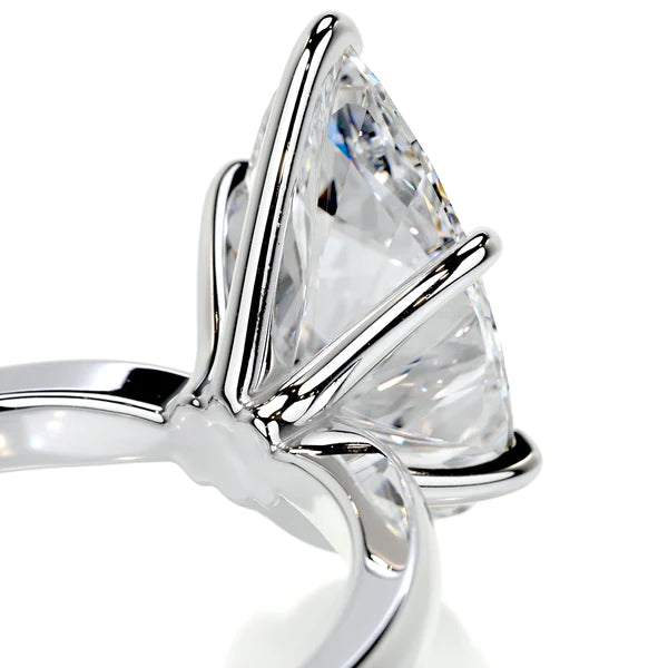 Pear Cut Moissanite Six Prong Set Solitaire Silver Engagement Ring