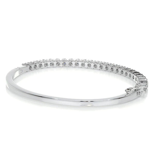 2.5 CTW Round Cut Moissanite Silver Pave Set Bangle