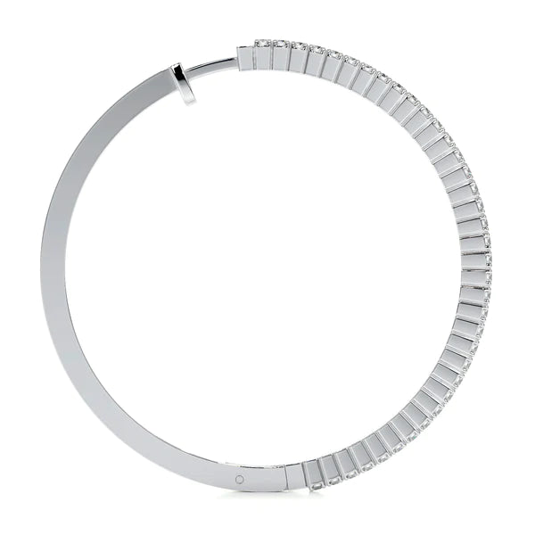 Round Cut Moissanite Silver Hoop Earring