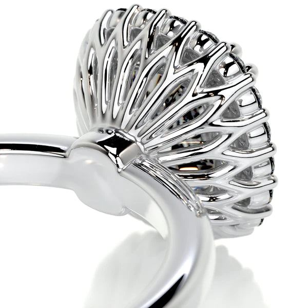 Cushion Cut Moissanite Silver Halo Set Engagement Ring