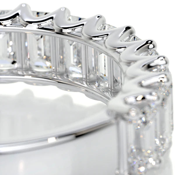 2.5 CTW Emerald Cut Moissanite Silver Half Eternity Set Wedding Band