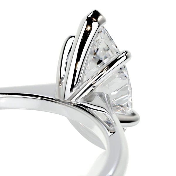 Marquise Cut Moissanite Six Prong Set Silver Solitaire Engagement Ring