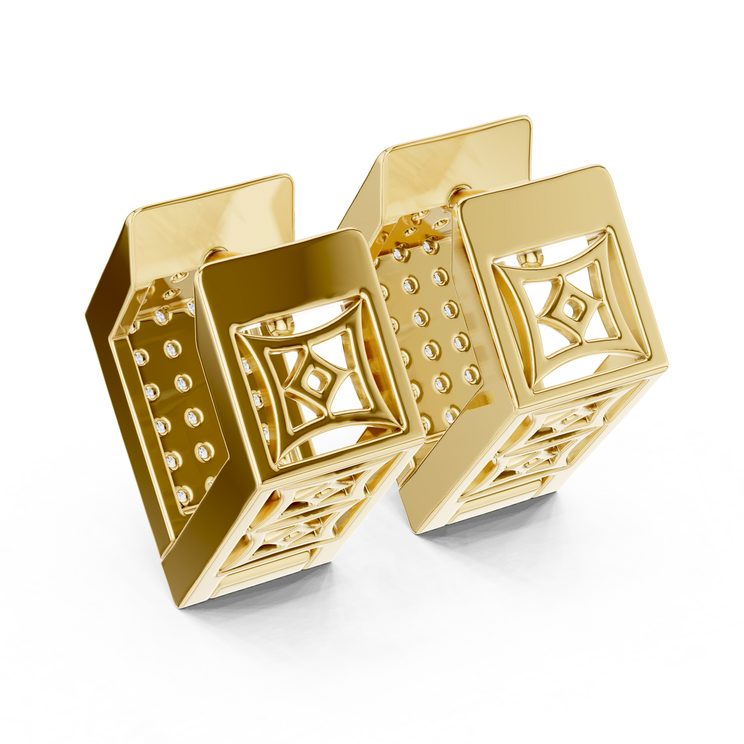 Hexagon Lab Grown Diamond Huggie Hoops in Rose Gold