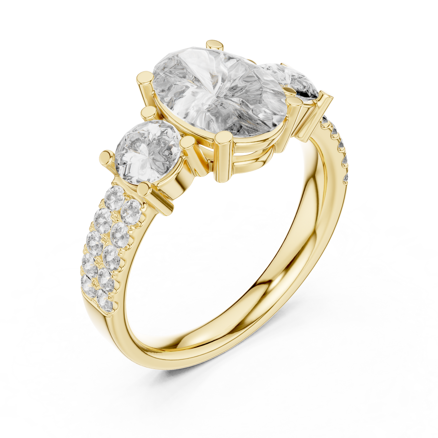 Oval Three Stone Lab Grown Diamond Ring in 14K White Gold