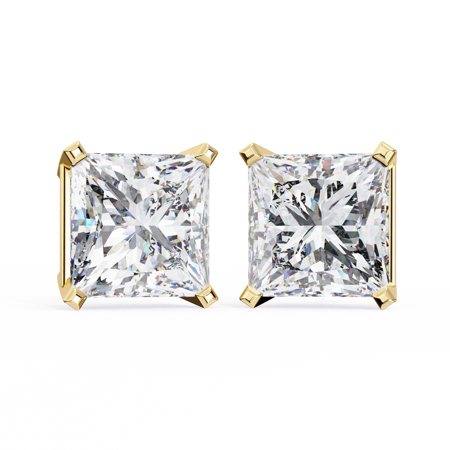 1.52 Ct Princess Cut Lab Grown Diamond Yellow Gold Stud Earring/Gold CVD Diamond Earring/Anniversary Gift/Solitaire Diamond Stud Earring/1 Ct Diamond Earring/Prong Setting/igi Certified/Stud Earring/Ethical Diamond/Silver Earring/Gold Earring/CVD Diamond Earring/F Color Diamond/VS Clarity Diamond/Manmade Diamond/Lab Grown Diamond/Princess Cut Diamond