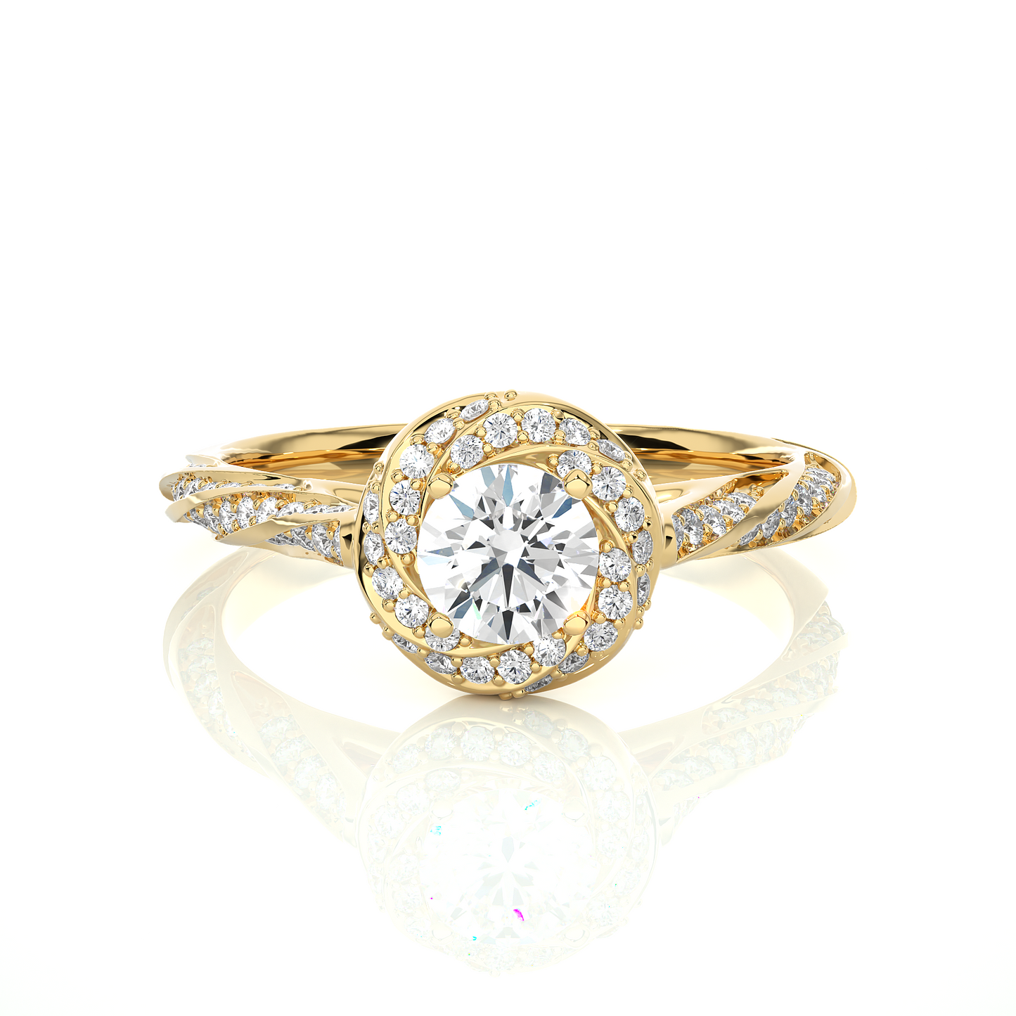 1.03 Ct Round Cut E-VS2 Lab Grown Diamond Halo Engagement Ring/Wedding Ring/E Color/VS Clarity/1 Ct Diamond Ring/CVD Diamond Ring/Round Cut Diamond/Round Diamond Side Stone/Prong Set/Pave Set/Halo Set/10k Gold/14k Gold/18k Gold/Yellow Gold/White Gold/Rose Gold/Anniversary Gift