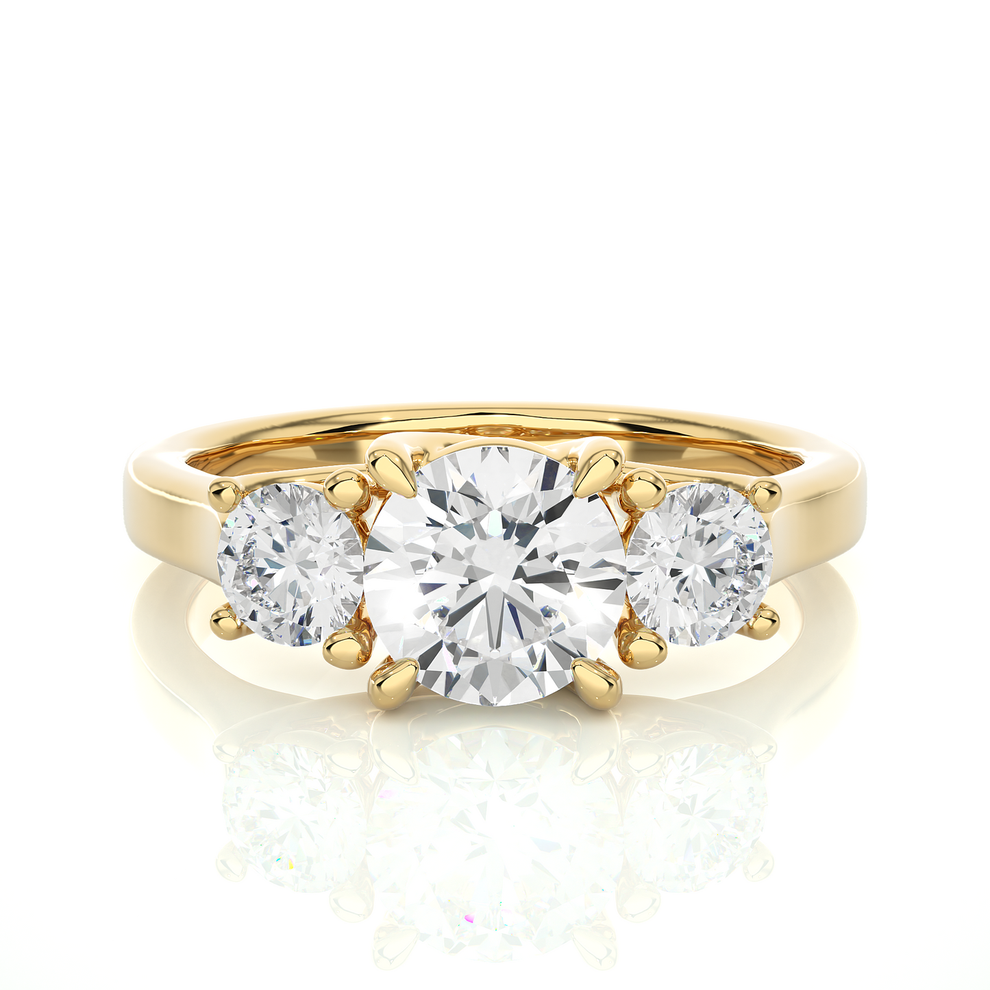 1.90 Ct Round Cut Lab Grown Diamond Three Stone Engagement Ring/Wedding Ring/F Color/VS Clarity/1 Ct Diamond Ring/CVD Diamond Ring/Round Cut Diamond/Round Diamond Side Stone/Prong Set/Three Stone Set/10k Gold/14k Gold/18k Gold/Yellow Gold/White Gold/Rose Gold/Anniversary Gift