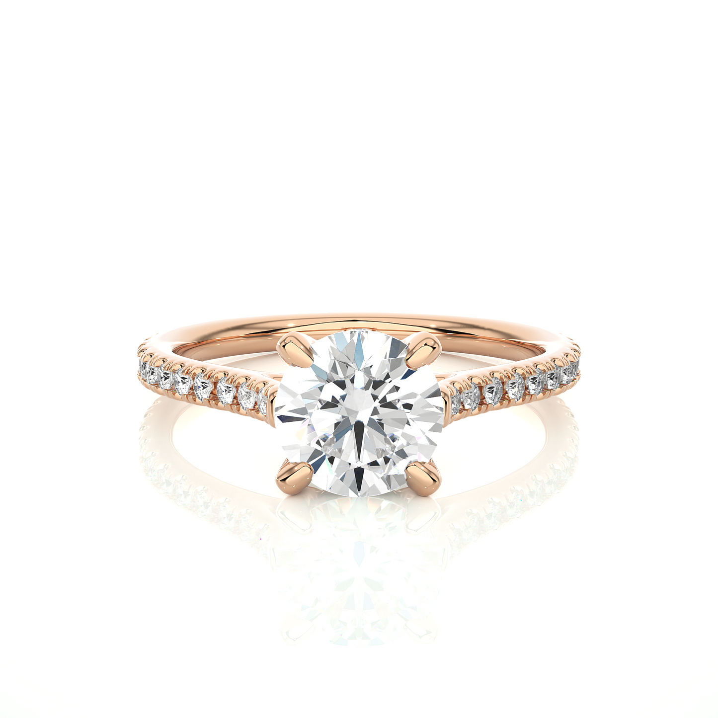 1.75 Ct Round Cut E/VS1 Lab Grown Diamond Gold Engagement Ring/Wedding Ring/E Color/VS Clarity/1 Ct Diamond Ring/CVD Diamond Ring/Round Cut Diamond/Round Diamond Side Stone/Prong Set/Pave Set/10k Gold/14k Gold/18k Gold/Yellow Gold/White Gold/Rose Gold/Anniversary Gift