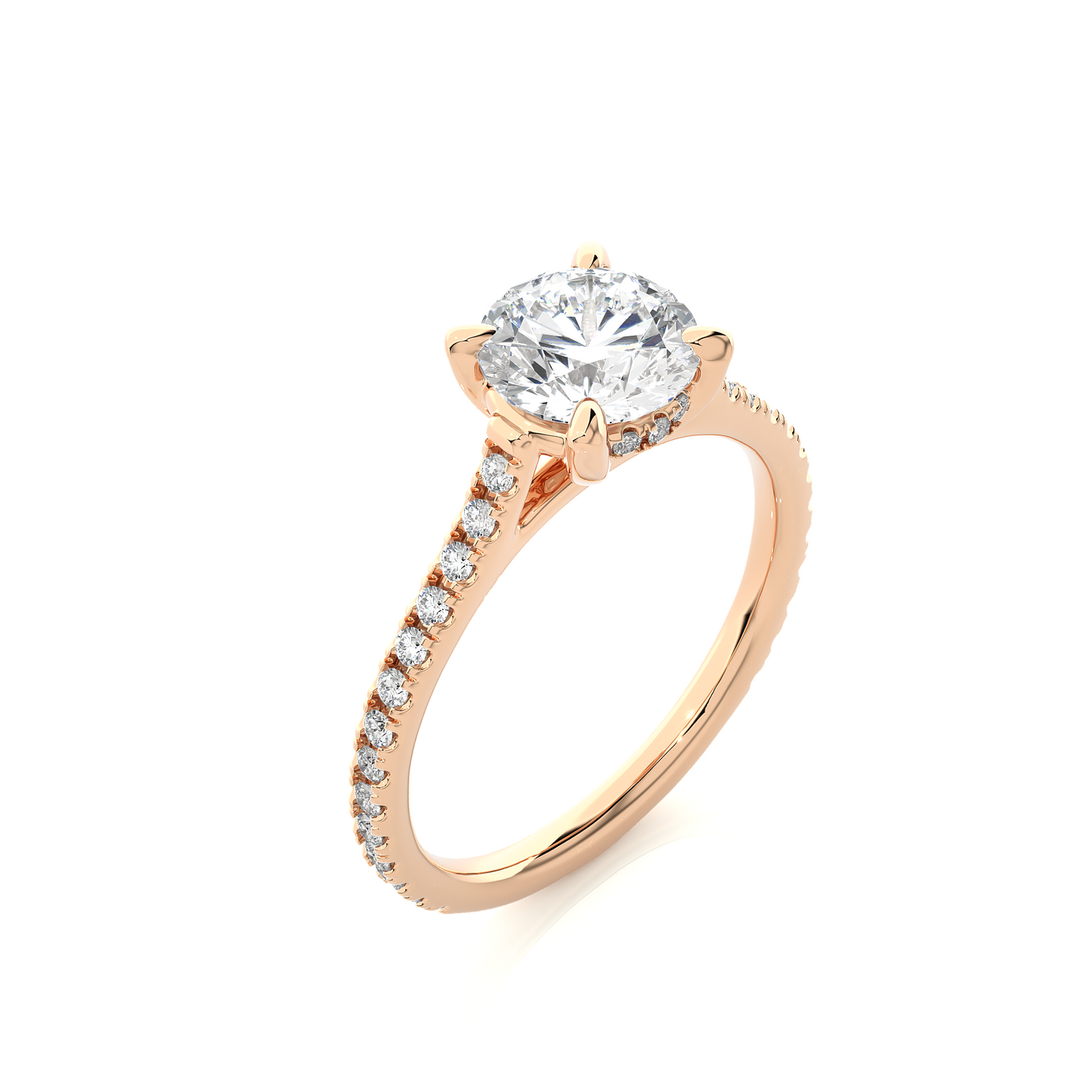 1.75 Ct Round Cut E/VS1 Lab Grown Diamond Gold Engagement Ring/Wedding Ring/E Color/VS Clarity/1 Ct Diamond Ring/CVD Diamond Ring/Round Cut Diamond/Round Diamond Side Stone/Prong Set/Pave Set/10k Gold/14k Gold/18k Gold/Yellow Gold/White Gold/Rose Gold/Anniversary Gift