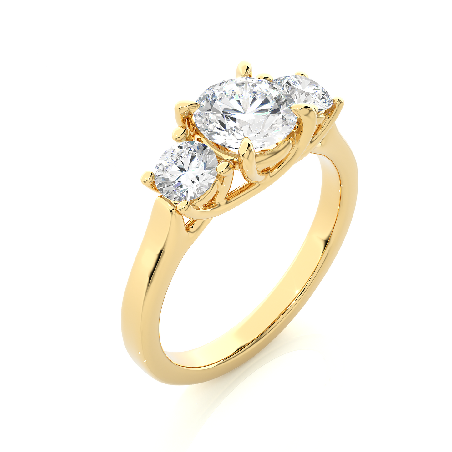 1.90 Ct Round Cut Lab Grown Diamond Three Stone Engagement Ring/Wedding Ring/F Color/VS Clarity/1 Ct Diamond Ring/CVD Diamond Ring/Round Cut Diamond/Round Diamond Side Stone/Prong Set/Three Stone Set/10k Gold/14k Gold/18k Gold/Yellow Gold/White Gold/Rose Gold/Anniversary Gift